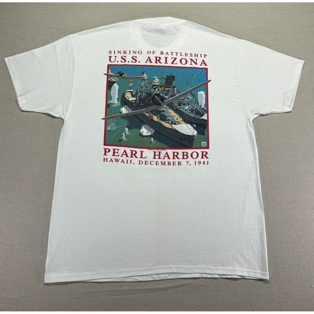 Vintage 1991 USS Arizona Pearl Harbor T-Shirt Mens XL USA